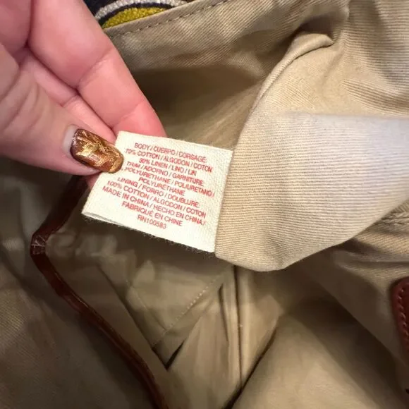 Lucky Brand Key West Dark Denim Blue Tote Bag Banana Print Tassels Purse Handbag - Picture 8 of 12